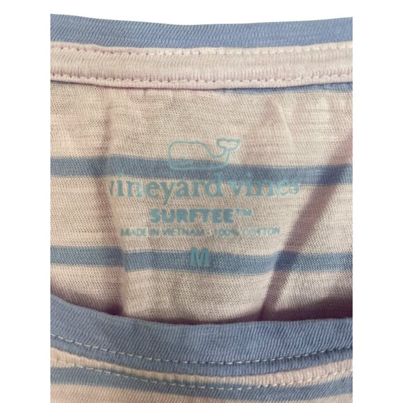 Vineyard Vines Surftee Striped Pink Blue Crop Top Short Sleeve Shirt Size Medium - Picture 2 of 4